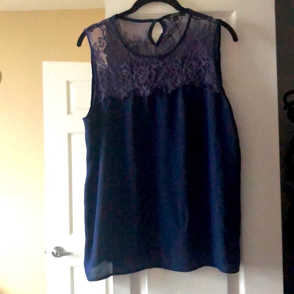 Navy Blue Lace Blouse - Picture 1 of 2